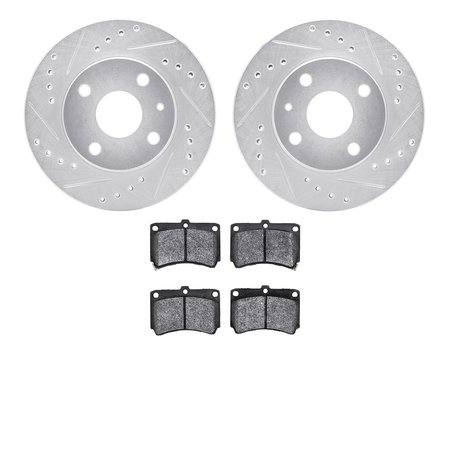 DYNAMIC FRICTION CO 7302-54074, Rotors-Drilled and Slotted-Silver with 3000 Series Ceramic Brake Pads, Zinc Coated 7302-54074